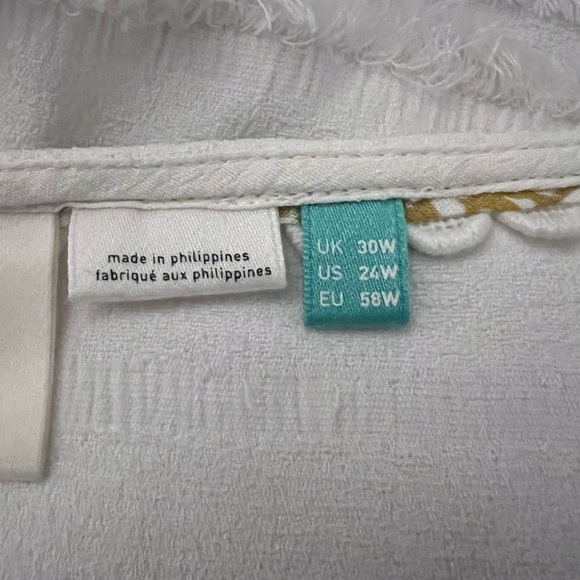 Maeve by Anthropologie Women White Textured Fringe Tassel Ruffle Top - Picture 6 of 7